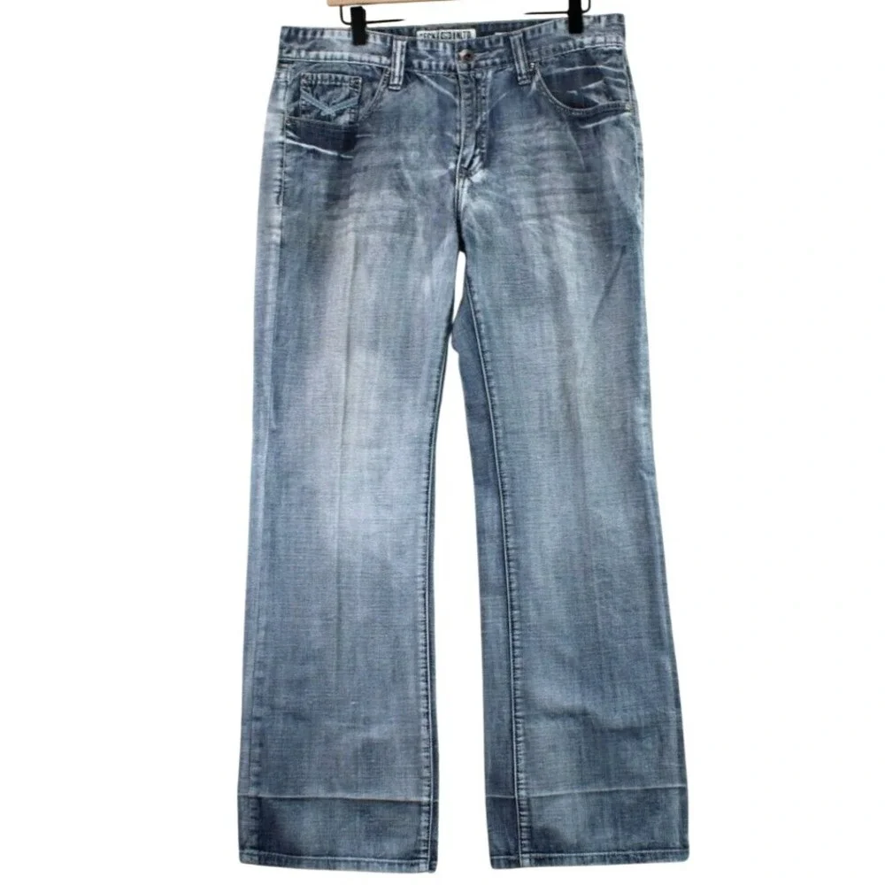 Ecko Unltd Mens Jeans W34 Blue Wash Relaxed Fit Denim Pants Y2K Streetwear‎